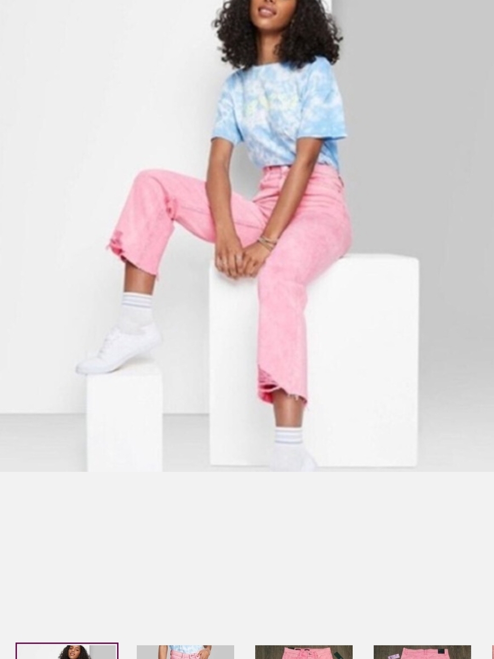 Wild Fable Pink Button Fly Acid Wash Jeans